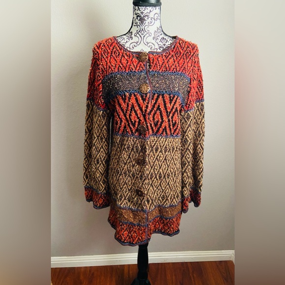 COLDWATER CREEK Multi pattern cardigan sweater - Picture 2 of 9